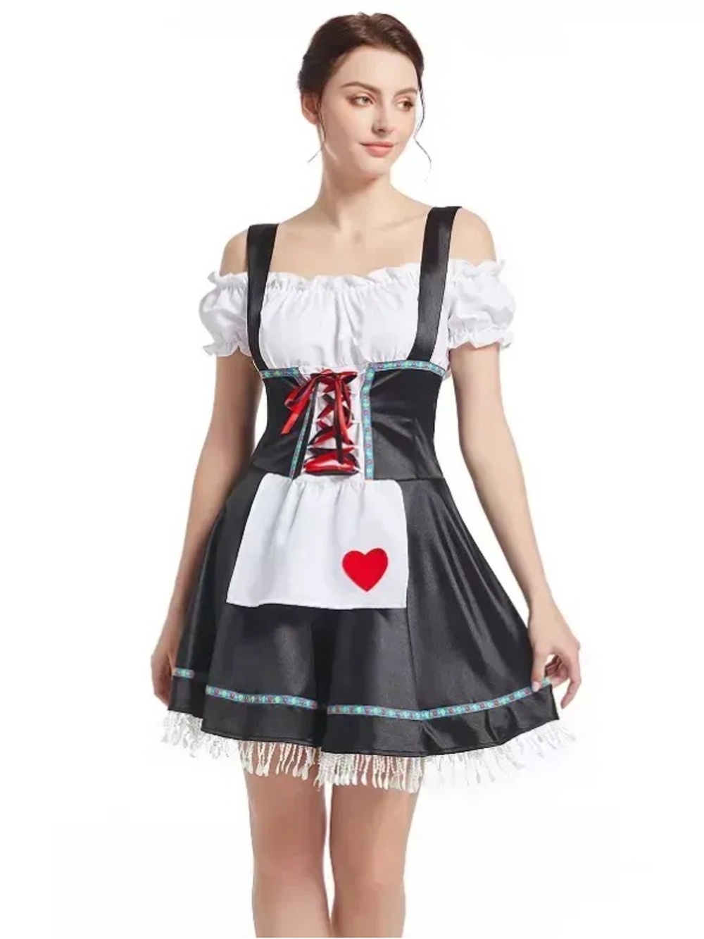 Oktoberfest Satin Dirndl Dress Women’s US Size S Black Sexy
